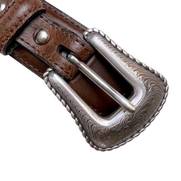 Nocona Western Cinch Strap Top Handle Ranger Woven Leather Belt Silver Buckle - Picture 15 of 16